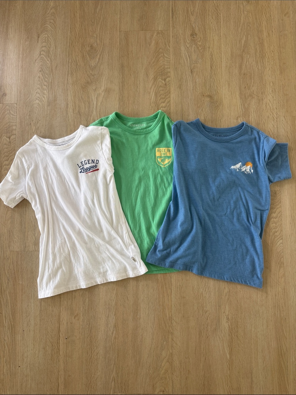 J. Crew Factory Kids Short-Sleeve Tee Trio in White, Green & Blue